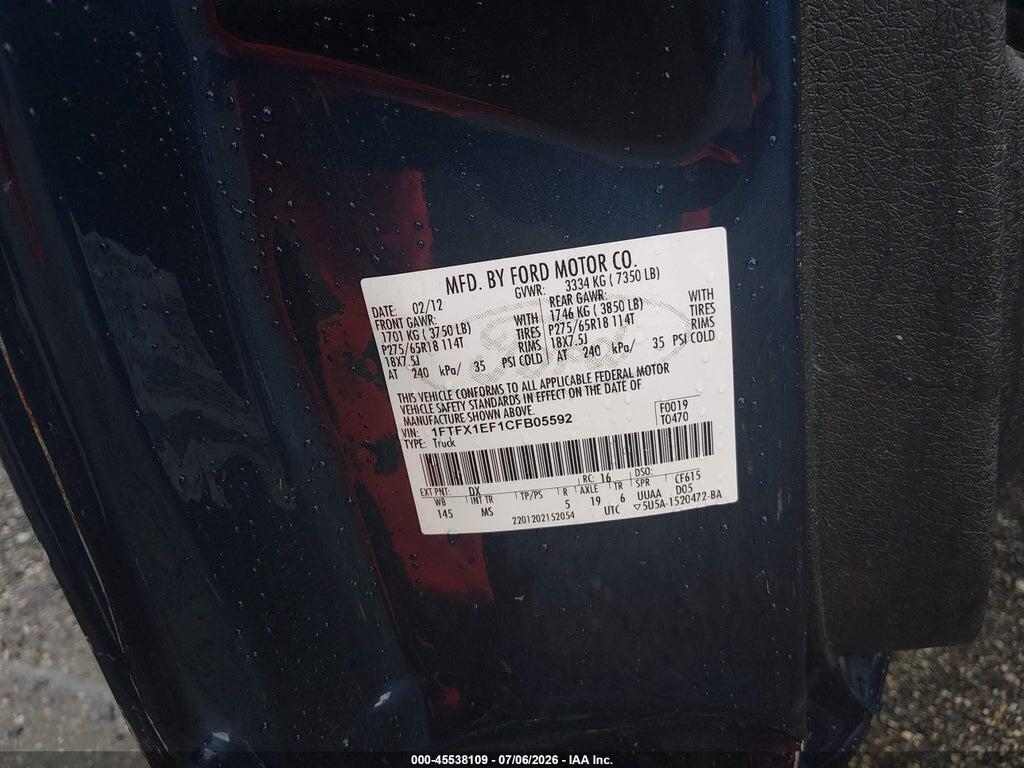 1FTFX1EF1CFB05592 2012 FORD F-150 photo no. 9