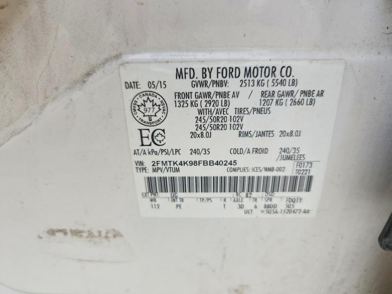 2FMTK4K98FBB40245 2015 FORD EDGE photo no. 12
