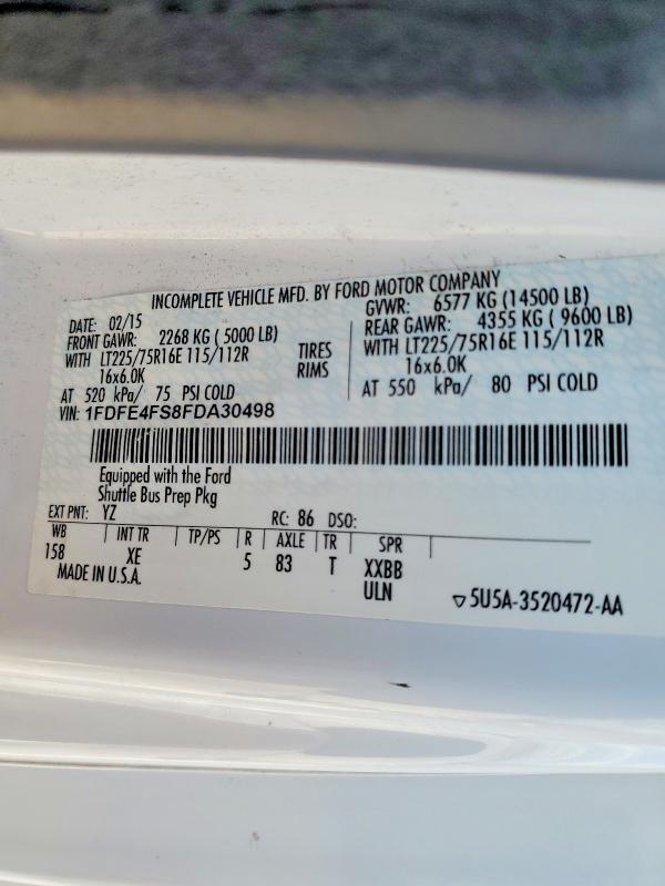 1FDFE4FS8FDA30498 2015 FORD ECONOLINE photo no. 10