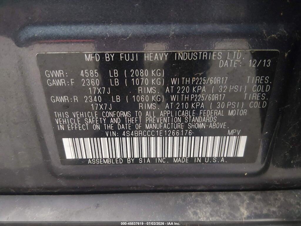 4S4BRCCC1E1266176 2014 SUBARU OUTBACK photo no. 9