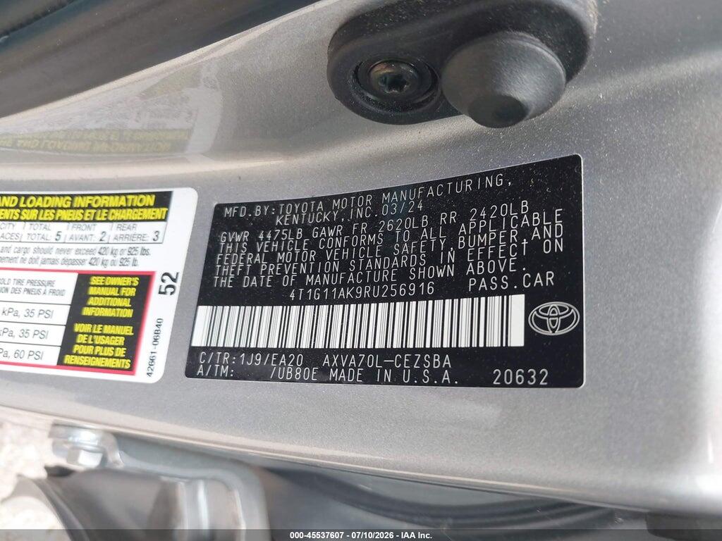 4T1G11AK9RU256916 2024 TOYOTA CAMRY photo no. 9