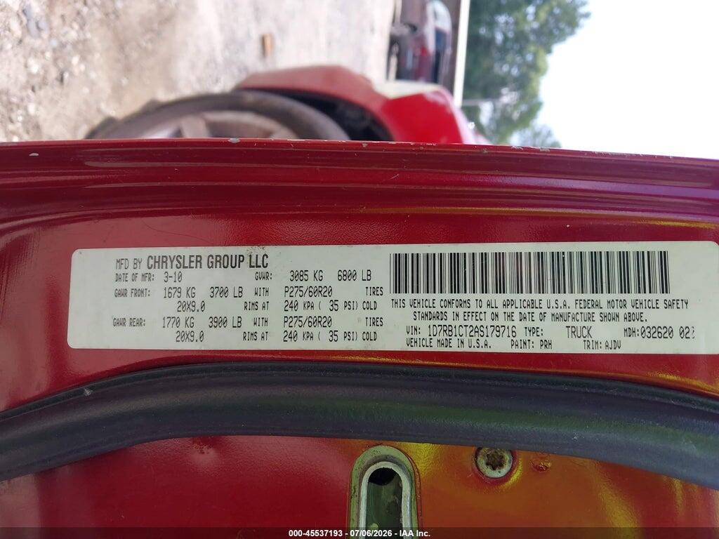 1D7RB1CT2AS179716 2010 DODGE RAM 1500 photo no. 9