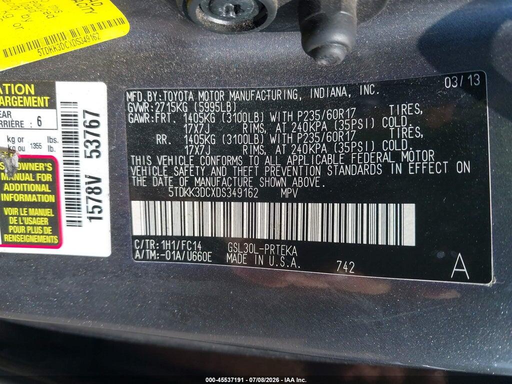 5TDKK3DCXDS349162 2013 TOYOTA SIENNA photo no. 9
