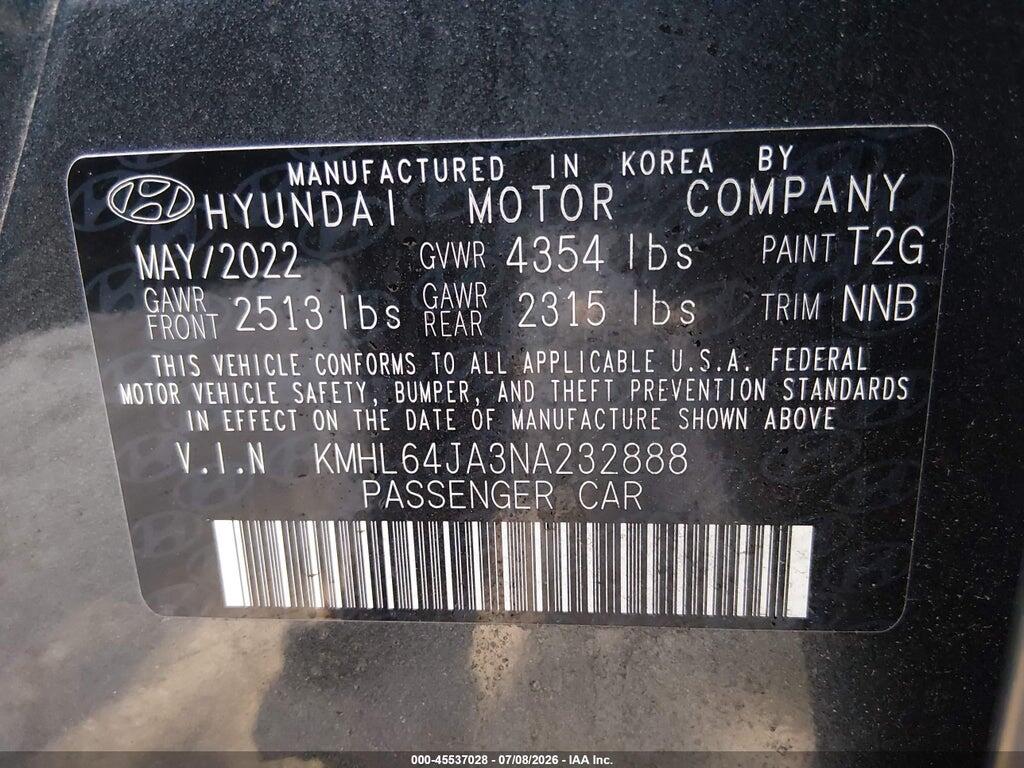KMHL64JA3NA232888 2022 HYUNDAI SONATA photo no. 9