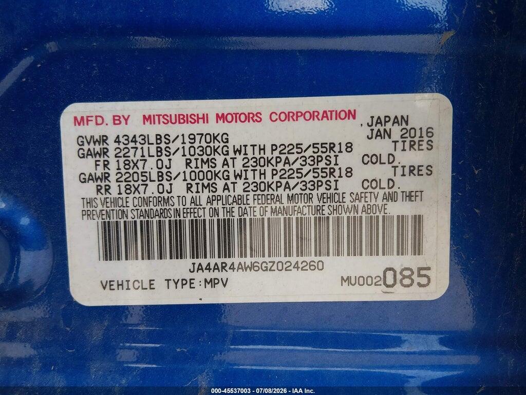 JA4AR4AW6GZ024260 2016 MITSUBISHI OUTLANDER SPORT photo no. 9