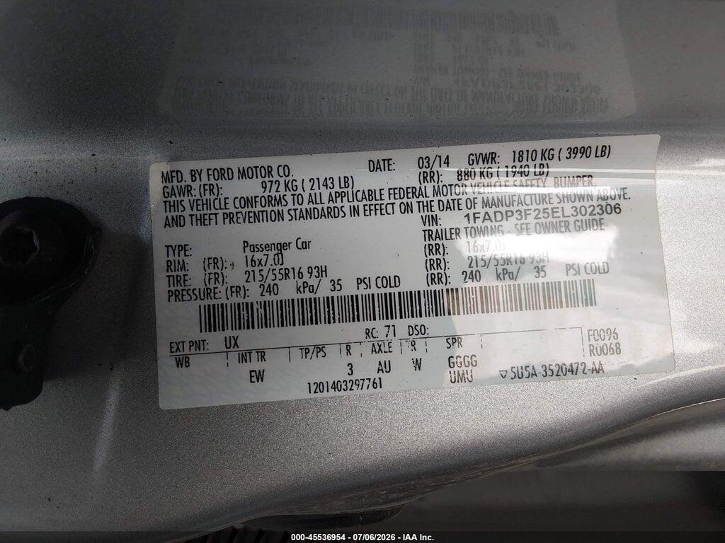 1FADP3F25EL302306 2014 FORD FOCUS photo no. 9