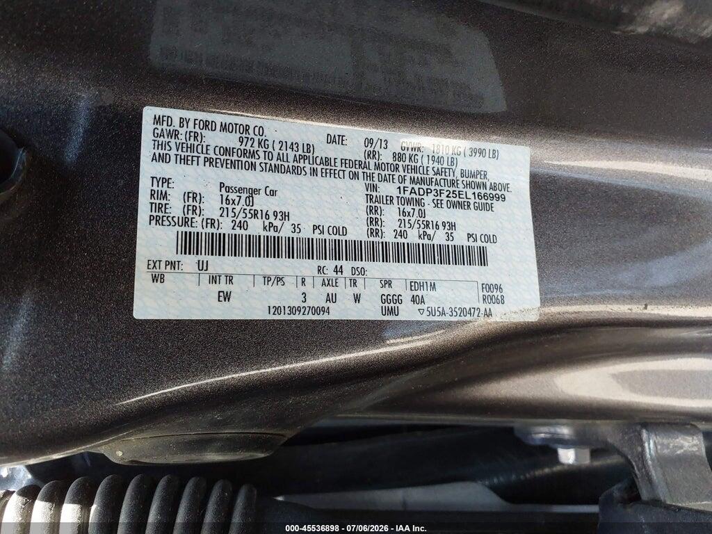 1FADP3F25EL166999 2014 FORD FOCUS photo no. 9