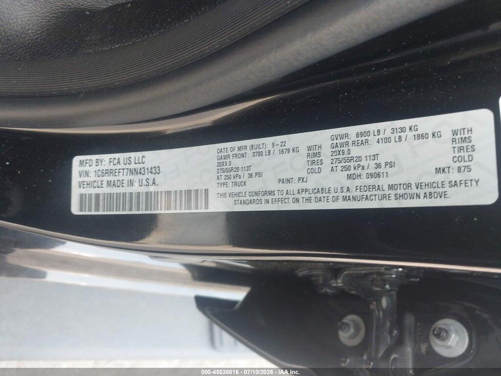 1C6RREFT7NN431433 2022 RAM 1500 photo no. 9