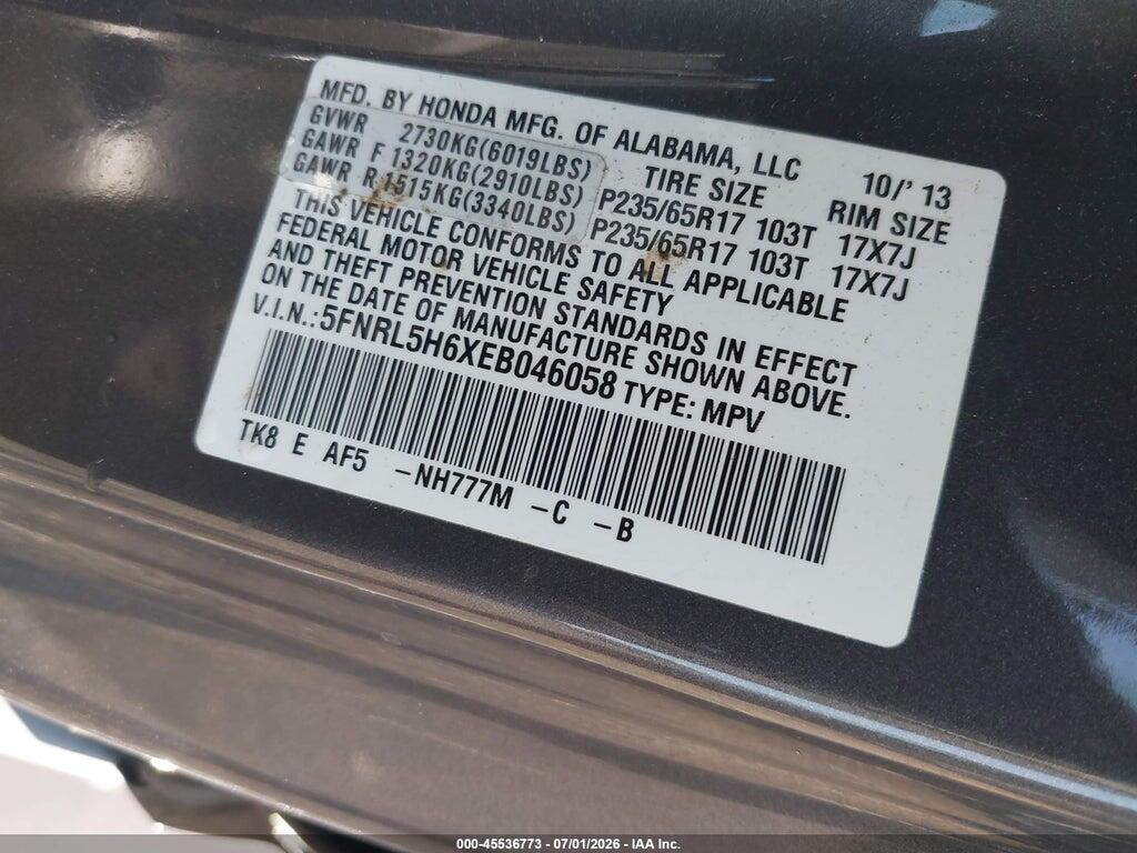 5FNRL5H6XEB046058 2014 HONDA ODYSSEY photo no. 9