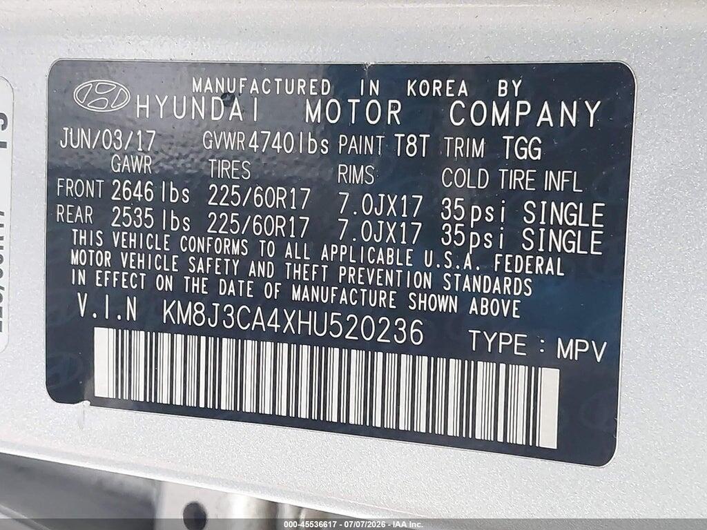 KM8J3CA4XHU520236 2017 HYUNDAI TUCSON photo no. 9