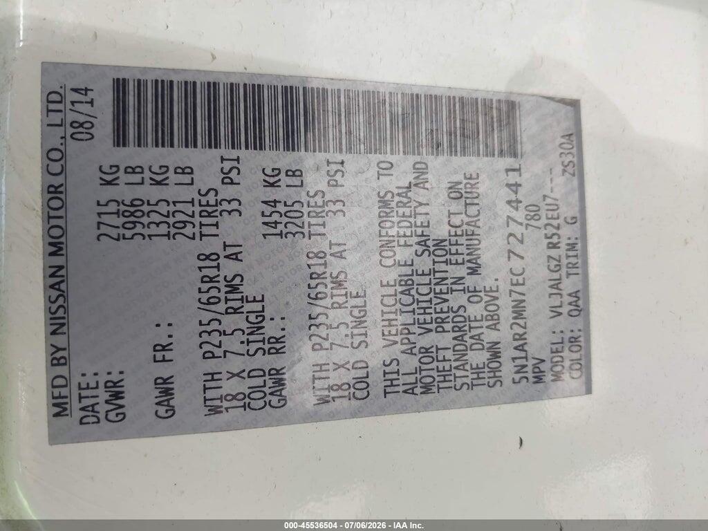 5N1AR2MN7EC727441 2014 NISSAN PATHFINDER photo no. 9