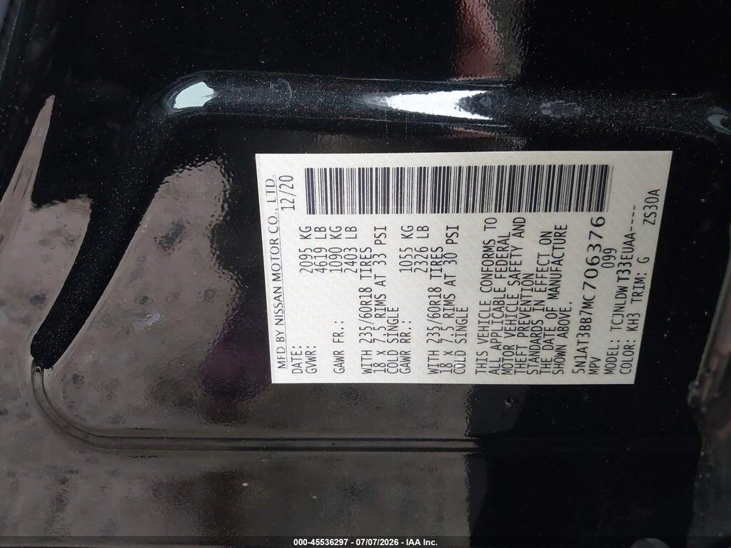 5N1AT3BB7MC706376 2021 NISSAN ROGUE photo no. 9
