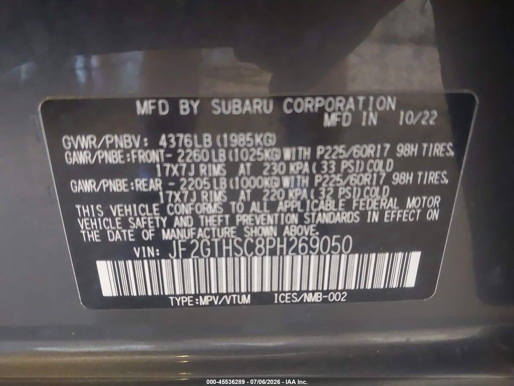 JF2GTHSC8PH269050 2023 SUBARU CROSSTREK photo no. 9
