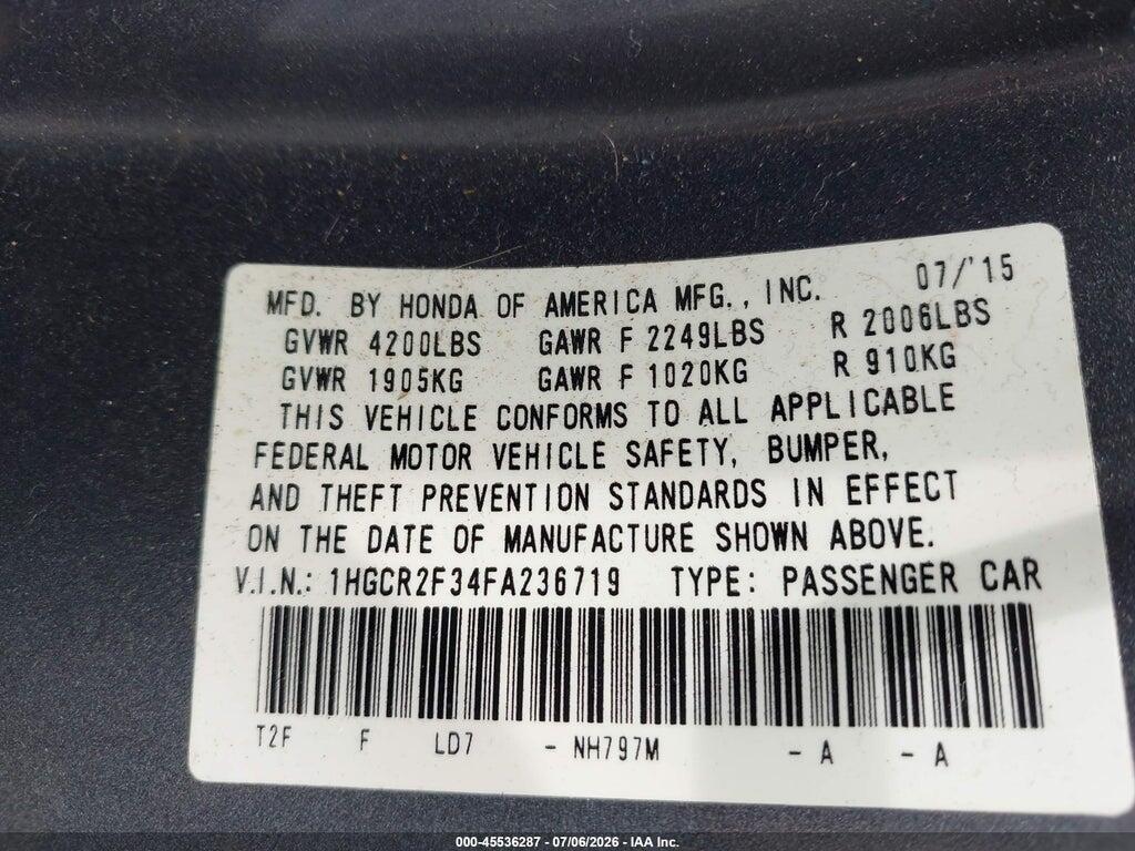1HGCR2F34FA236719 2015 HONDA ACCORD photo no. 9