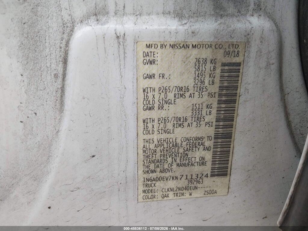 1N6AD0EV7KN711324 2019 NISSAN FRONTIER photo no. 9