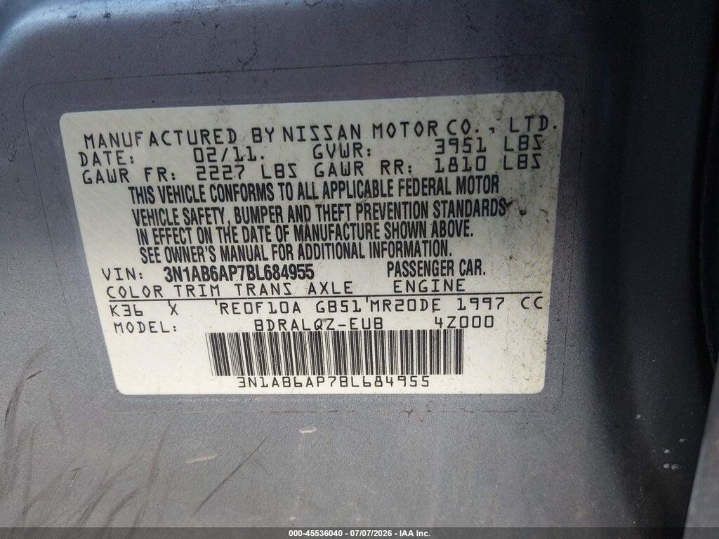 3N1AB6AP7BL684955 2011 NISSAN SENTRA photo no. 9