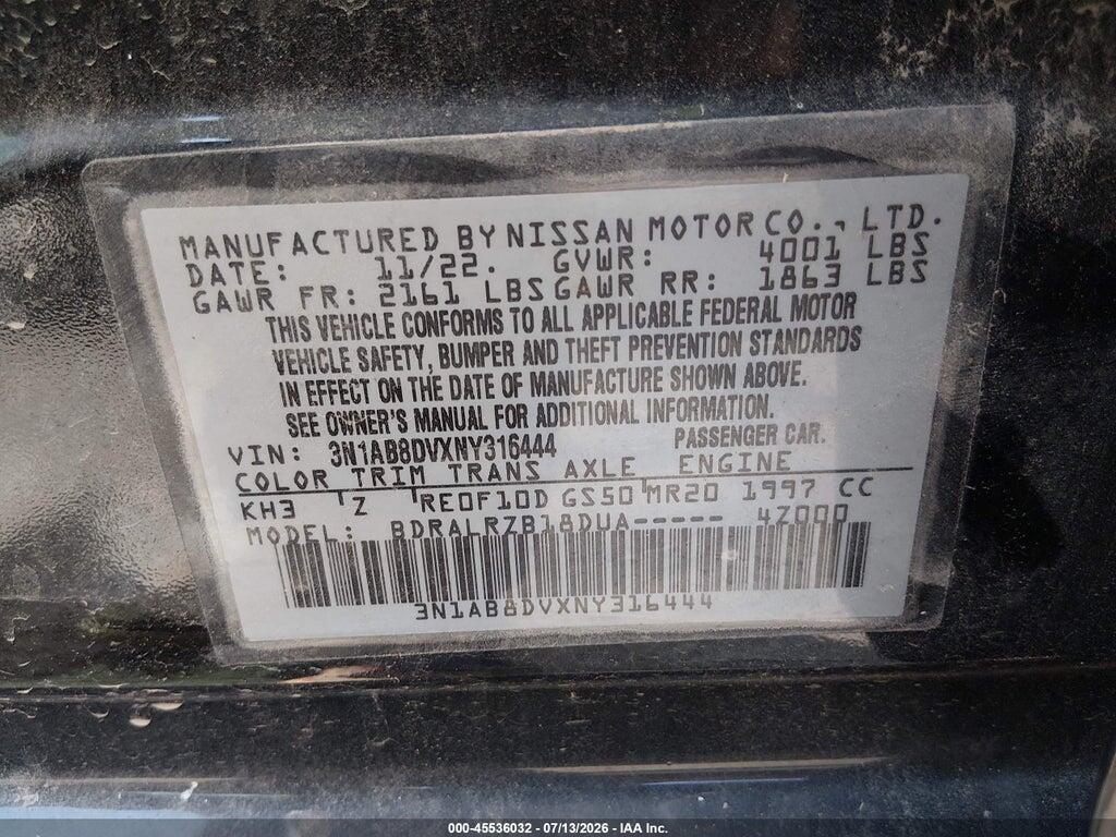 3N1AB8DVXNY316444 2022 NISSAN SENTRA photo no. 9