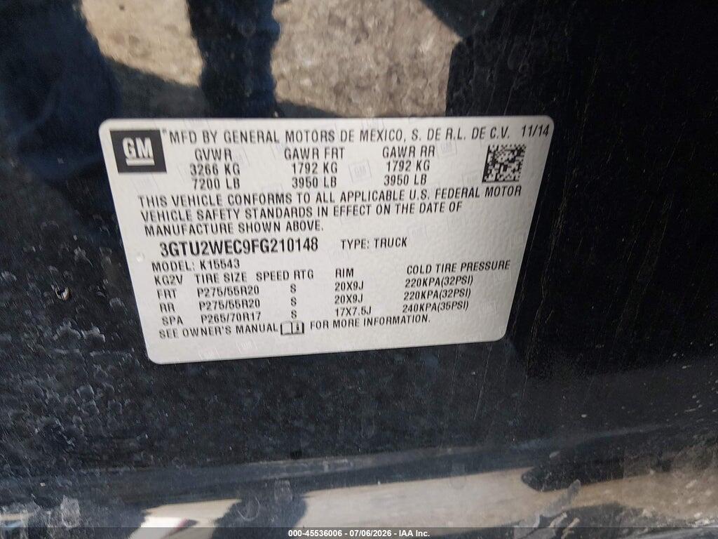 3GTU2WEC9FG210148 2015 GMC SIERRA 1500 photo no. 9