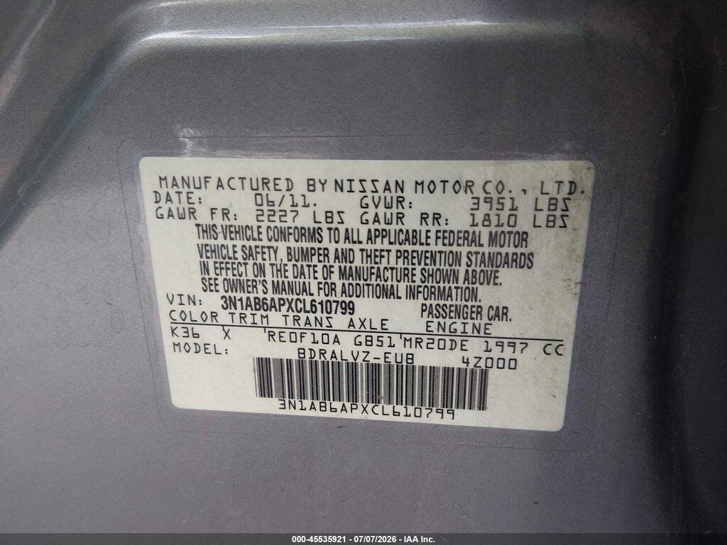 3N1AB6APXCL610799 2012 NISSAN SENTRA photo no. 9