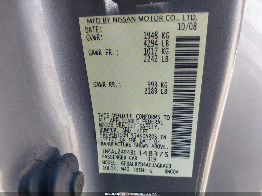 1N4AL24E49C148375 2009 NISSAN ALTIMA photo no. 9