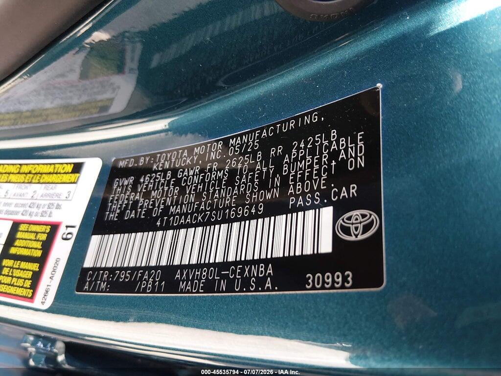4T1DAACK7SU169649 2025 TOYOTA CAMRY photo no. 9