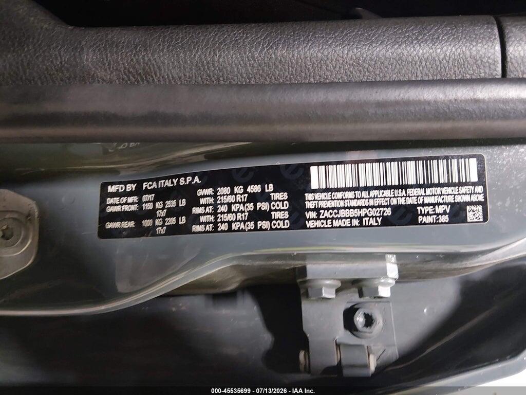 ZACCJBBB5HPG02726 2017 JEEP RENEGADE photo no. 9