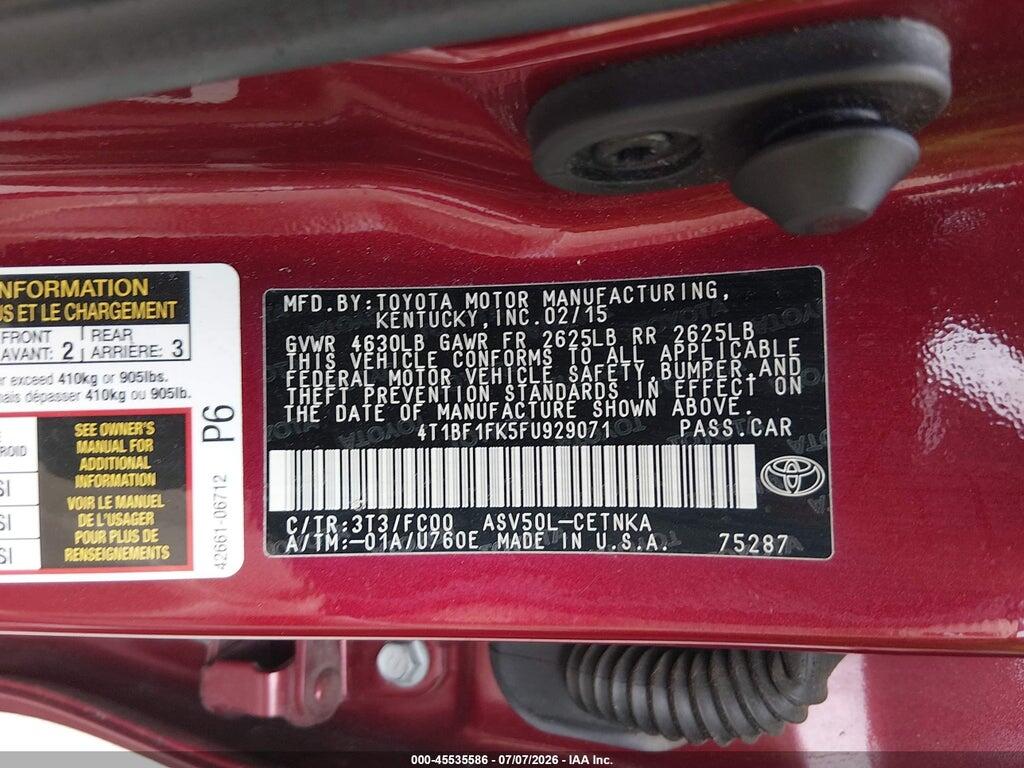4T1BF1FK5FU929071 2015 TOYOTA CAMRY photo no. 9