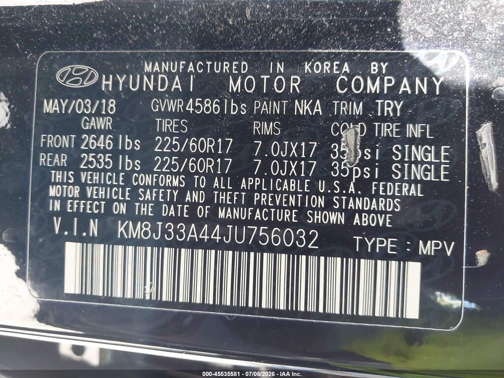 KM8J33A44JU756032 2018 HYUNDAI TUCSON photo no. 9