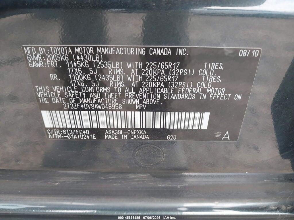 2T3ZF4DV8AW048958 2010 TOYOTA RAV4 photo no. 9