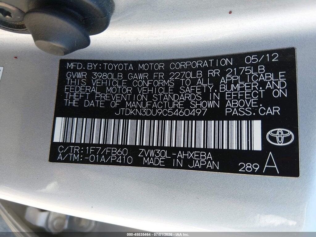 JTDKN3DU9C5460497 2012 TOYOTA PRIUS photo no. 9