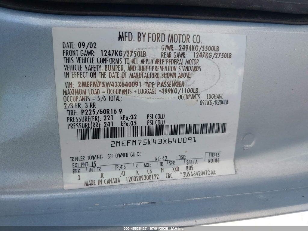2MEFM75W43X640091 2003 MERCURY GRAND MARQUIS photo no. 9