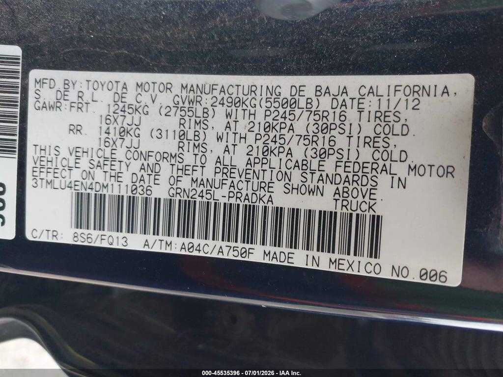 3TMLU4EN4DM111036 2013 TOYOTA TACOMA photo no. 9