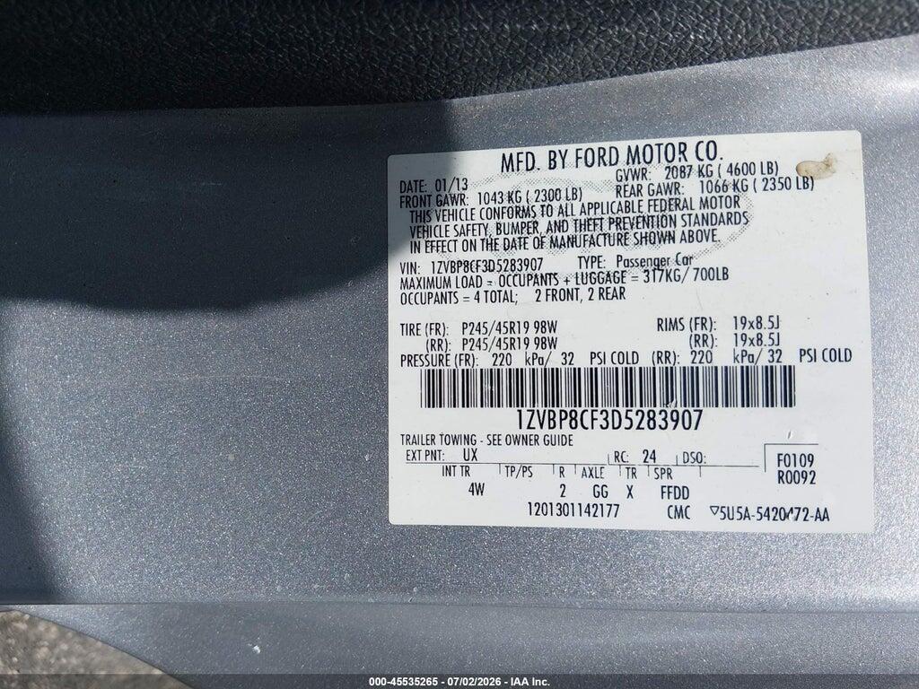1ZVBP8CF3D5283907 2013 FORD MUSTANG photo no. 9