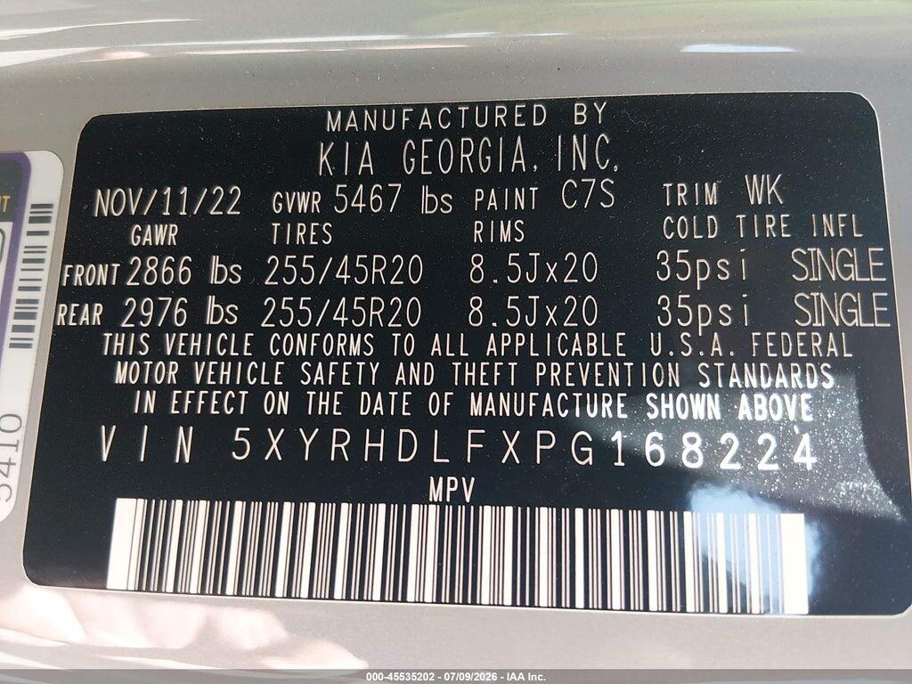 5XYRHDLFXPG168224 2023 KIA SORENTO photo no. 9