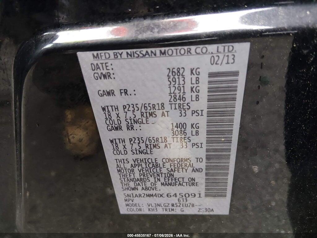 5N1AR2MM4DC645091 2013 NISSAN PATHFINDER photo no. 9