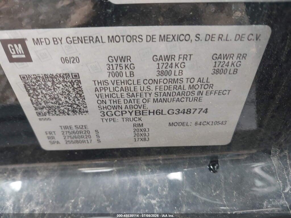 3GCPYBEH6LG348774 2020 CHEVROLET SILVERADO 1500 photo no. 9