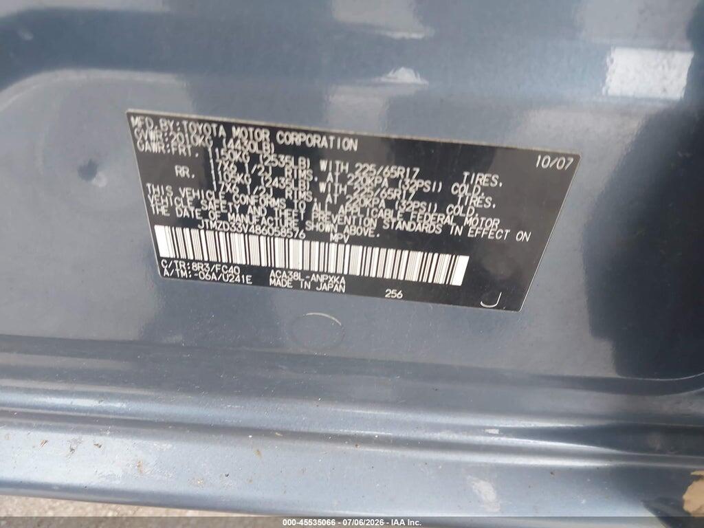 JTMZD33V486058576 2008 TOYOTA RAV4 photo no. 9