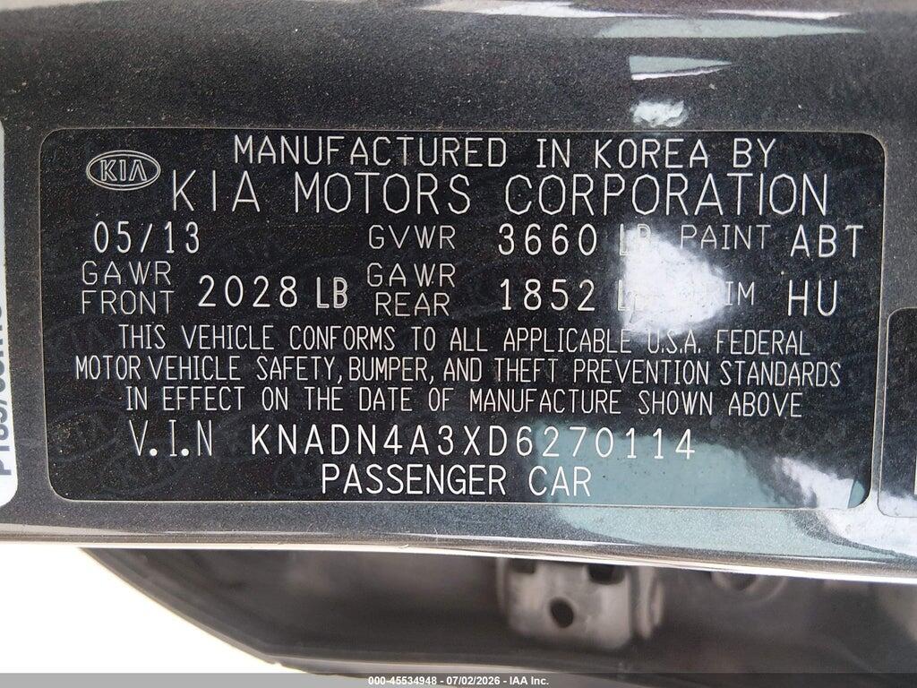 KNADN4A3XD6270114 2013 KIA RIO photo no. 9