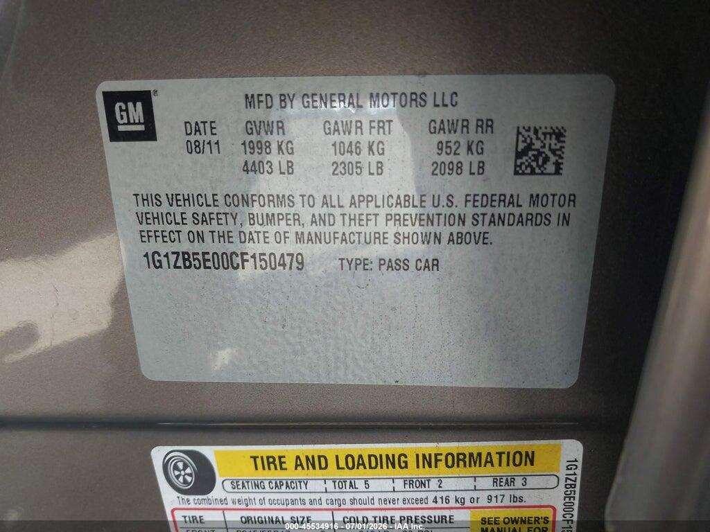 1G1ZB5E00CF150479 2012 CHEVROLET MALIBU photo no. 9