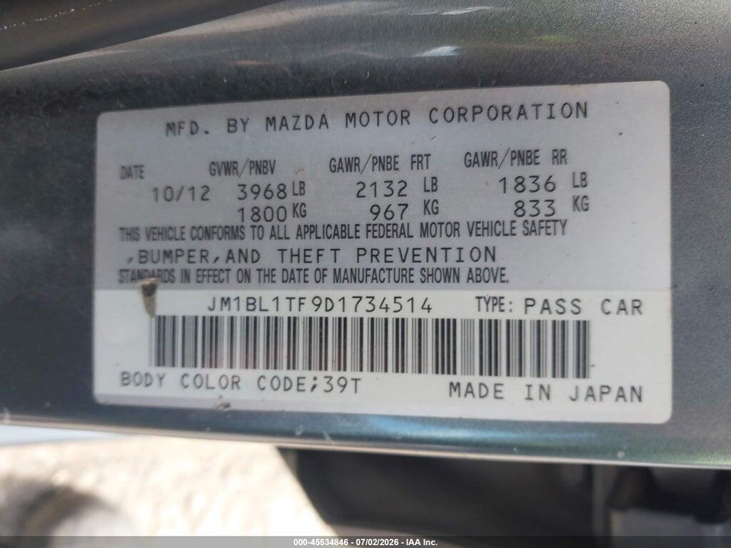 JM1BL1TF9D1734514 2013 MAZDA MAZDA3 photo no. 9