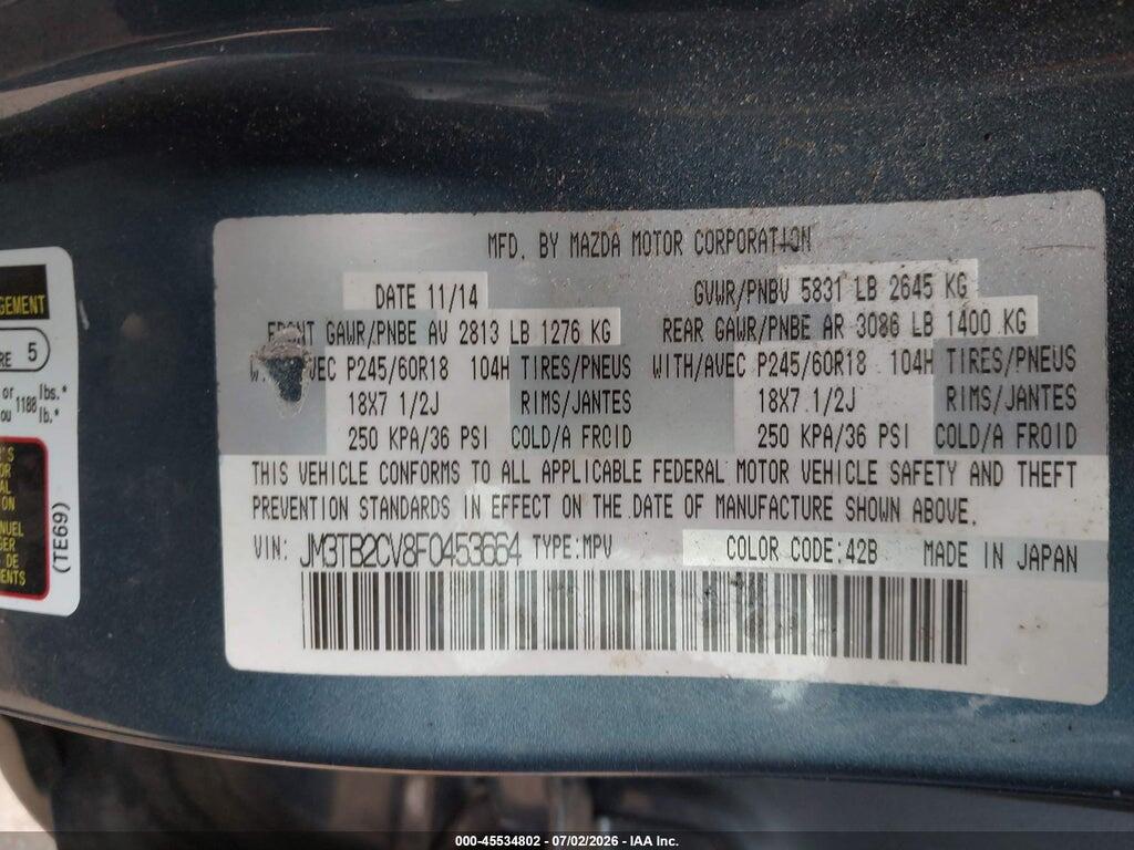 JM3TB2CV8F0453664 2015 MAZDA CX-9 photo no. 9