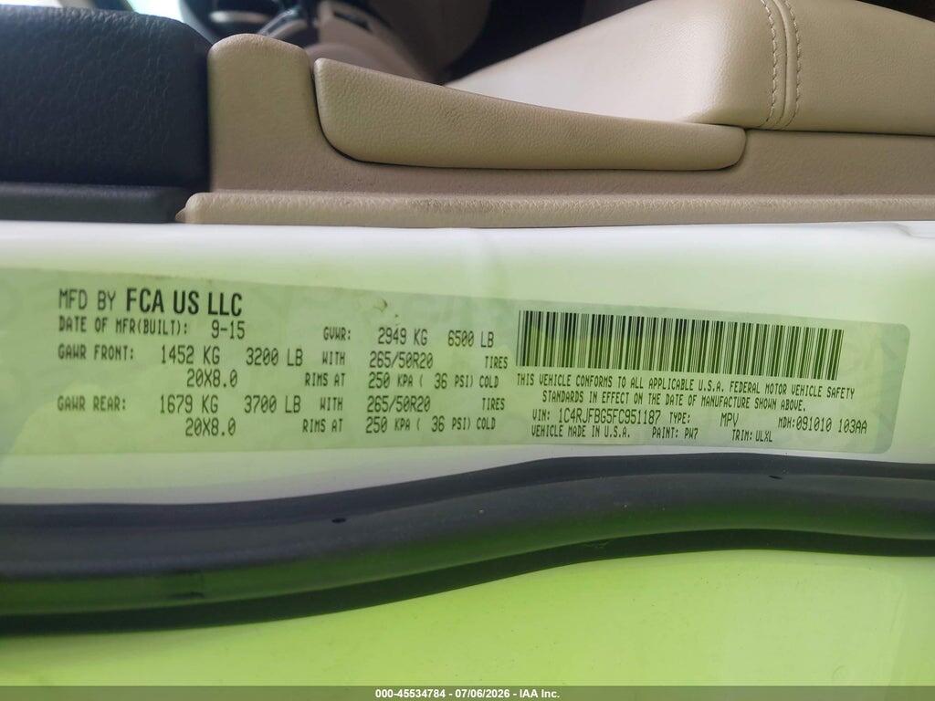 1C4RJFBG5FC951187 2015 JEEP GRAND CHEROKEE photo no. 9