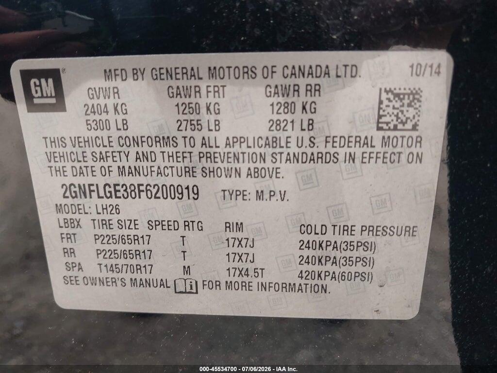 2GNFLGE38F6200919 2015 CHEVROLET EQUINOX photo no. 9