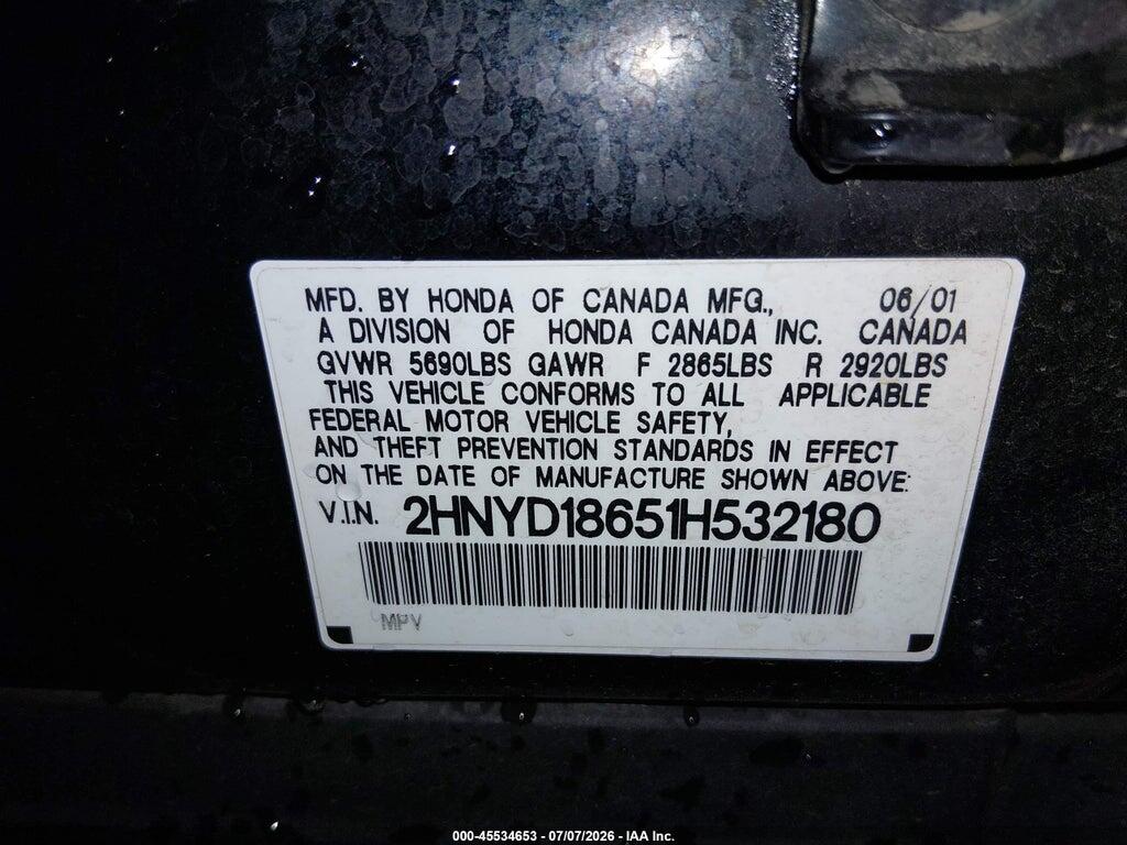 2HNYD18651H532180 2001 ACURA MDX photo no. 9