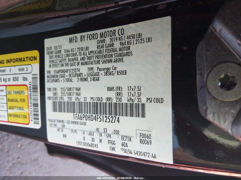 1FA6P0HD4F5125274 2015 FORD FUSION photo no. 9
