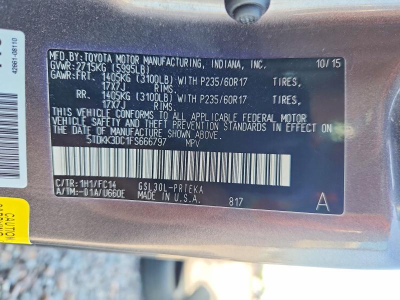 2015 TOYOTA SIENNA LE — Фото 13 из 13