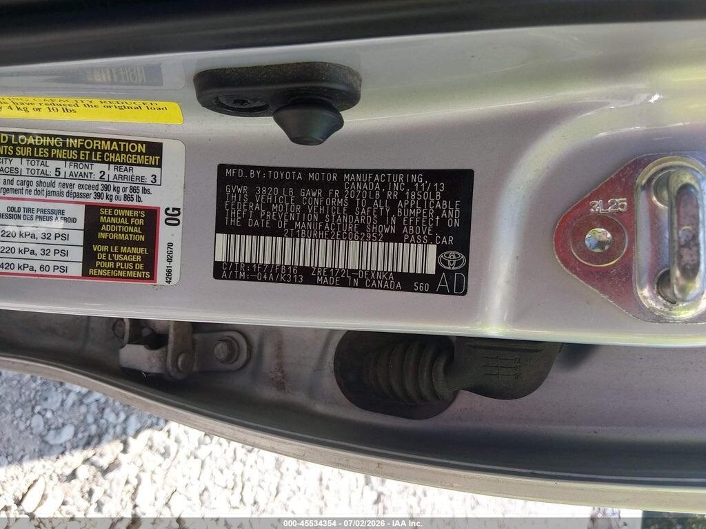 2T1BURHE2EC062952 2014 TOYOTA COROLLA photo no. 9