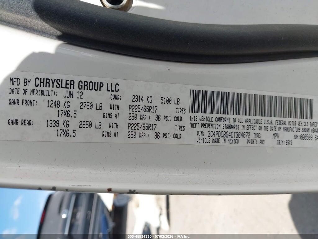 3C4PDCBG4CT364072 2012 DODGE JOURNEY photo no. 9