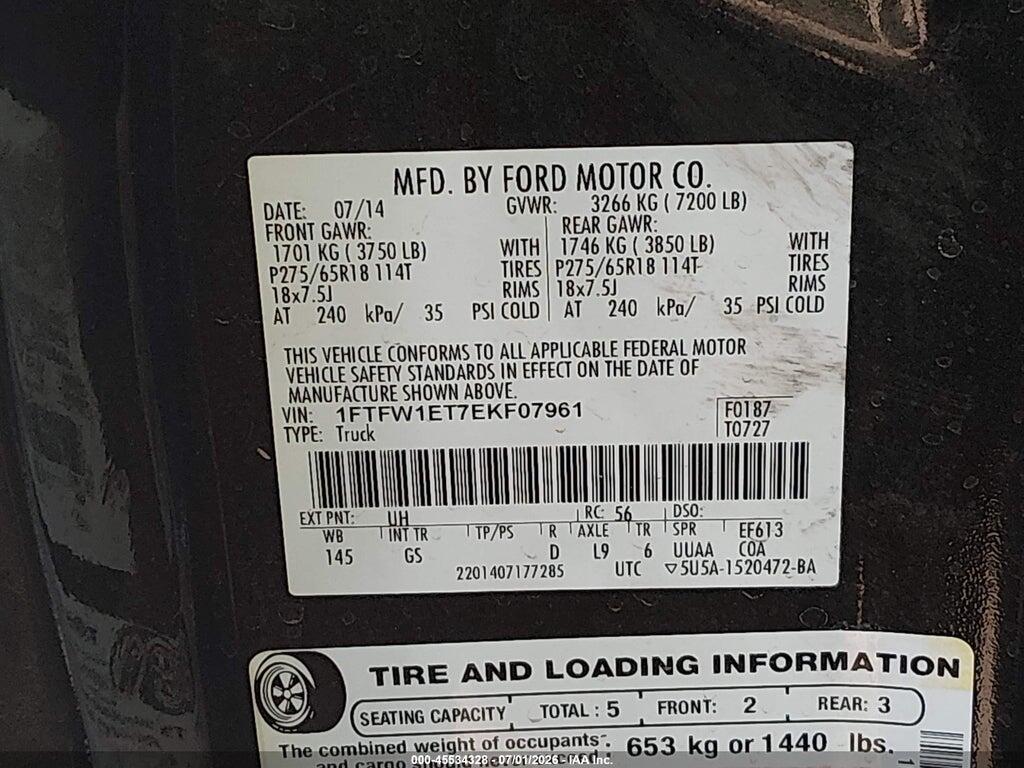 1FTFW1ET7EKF07961 2014 FORD F-150 photo no. 9