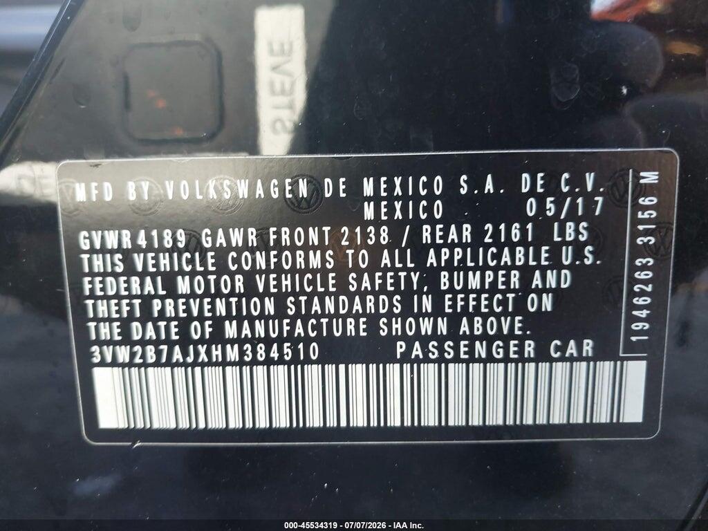 3VW2B7AJXHM384510 2017 VOLKSWAGEN JETTA photo no. 9